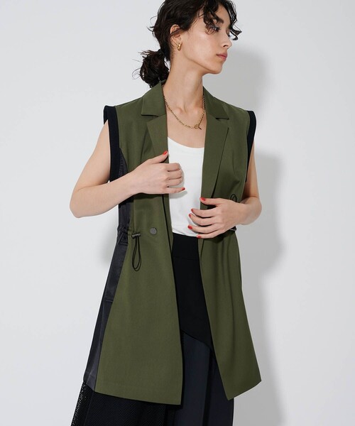 CITY TOKYO（シティトウキョウ）の「サイドドロストテーラードベスト（テーラードジャケット・レディース・グレー/カーキ・FREE）」の2枚目の写真