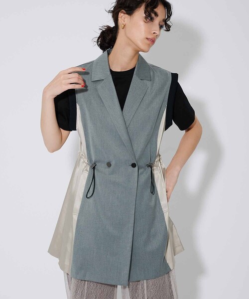 CITY TOKYO（シティトウキョウ）の「サイドドロストテーラードベスト（テーラードジャケット・レディース・グレー/カーキ・FREE）」の6枚目の写真