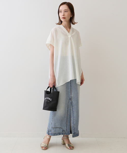 SLOBE IENA(スローブイエナ)の「スラブボイルスキッパーブラウス【手洗い可能】(シャツ/ブラウス・レディース・ホワイト/ブラック/カーキ・FREE)」の14枚目の写真