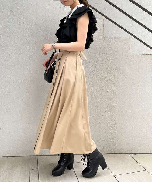MAJESTIC LEGON（マジェスティックレゴン）の「Ladyトレンチスカート（スカート・レディース・ベージュ/ブラック・MEDIUM）」の6枚目の写真