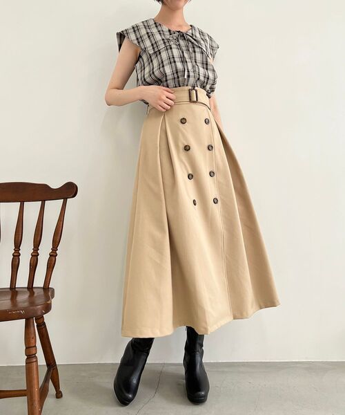 MAJESTIC LEGON（マジェスティックレゴン）の「Ladyトレンチスカート（スカート・レディース・ベージュ/ブラック・MEDIUM）」の12枚目の写真