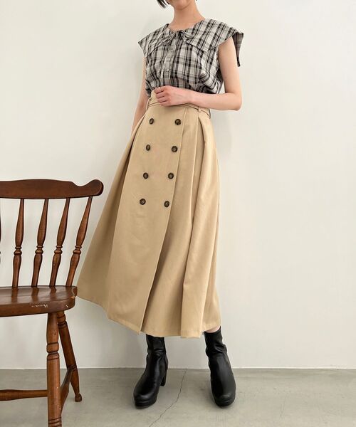 MAJESTIC LEGON（マジェスティックレゴン）の「Ladyトレンチスカート（スカート・レディース・ベージュ/ブラック・MEDIUM）」の3枚目の写真