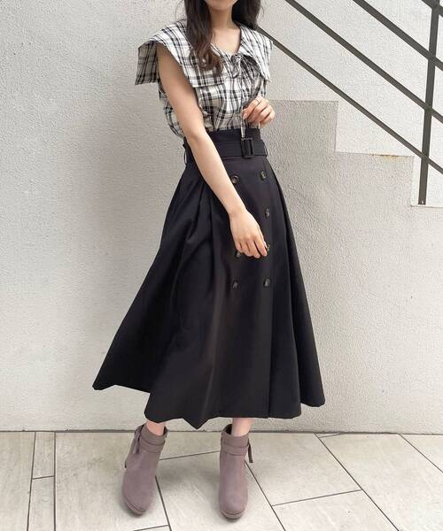 MAJESTIC LEGON（マジェスティックレゴン）の「Ladyトレンチスカート（スカート・レディース・ベージュ/ブラック・MEDIUM）」の15枚目の写真