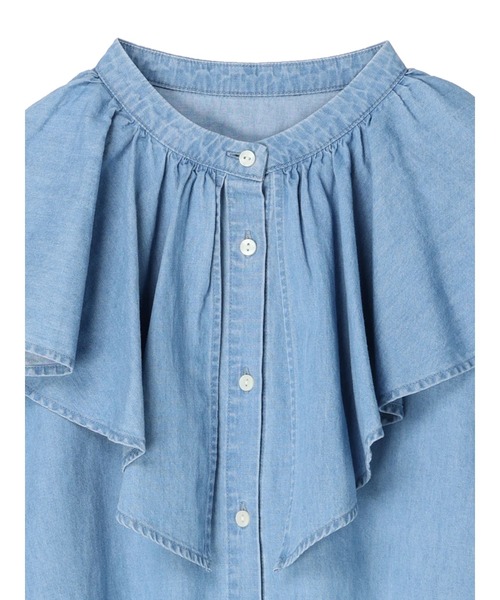 earth music&ecology(アースミュージックアンドエコロジー)の「ラッフルカラーブラウス(シャツ/ブラウス・レディース・チャコールグレー/インディゴブルー・FREE)」の15枚目の写真