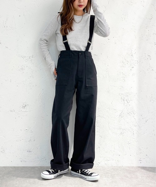 apres jour mignon(アプレジュールミニョン)の「ミリタリーサス付きパンツ【ZOZOTOWN限定アイテム】(サロペット/オーバーオール・レディース・ブラック/カーキ・MEDIUM/X-LARGE/SMALL)」の7枚目の写真