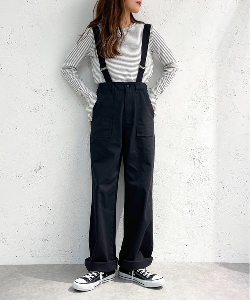 apres jour mignon(アプレジュールミニョン)の「ミリタリーサス付きパンツ【ZOZOTOWN限定アイテム】(サロペット/オーバーオール・レディース・ブラック/カーキ・MEDIUM/X-LARGE/SMALL)」の8枚目の写真