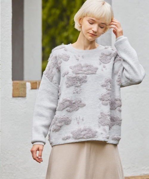 FURRY（ファーリー）の「アンティークフラワートップス（ニット/セーター・レディース・アイボリー/ブラック/オレンジ・FREE）」の9枚目の写真