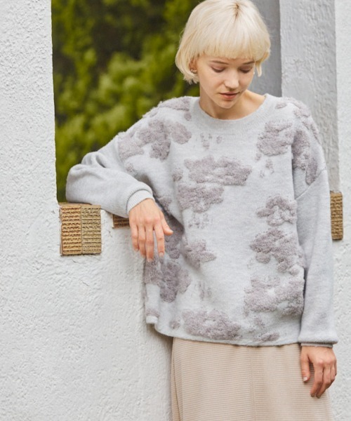 FURRY（ファーリー）の「アンティークフラワートップス（ニット/セーター・レディース・アイボリー/ブラック/オレンジ・FREE）」の10枚目の写真