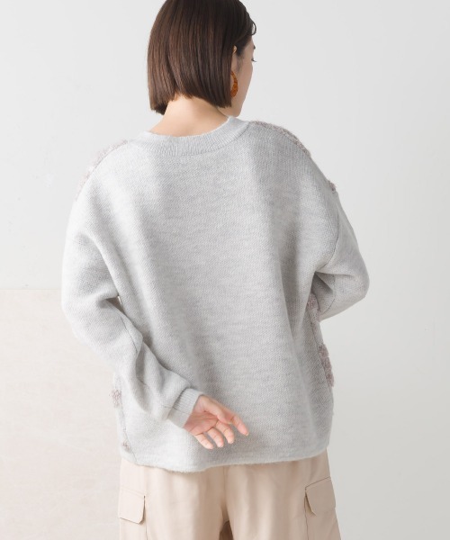 FURRY（ファーリー）の「アンティークフラワートップス（ニット/セーター・レディース・アイボリー/ブラック/オレンジ・FREE）」の6枚目の写真