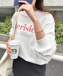 andme | コットン天竺フレンチロゴプリント長袖Tシャツ(Tシャツ/カットソー)