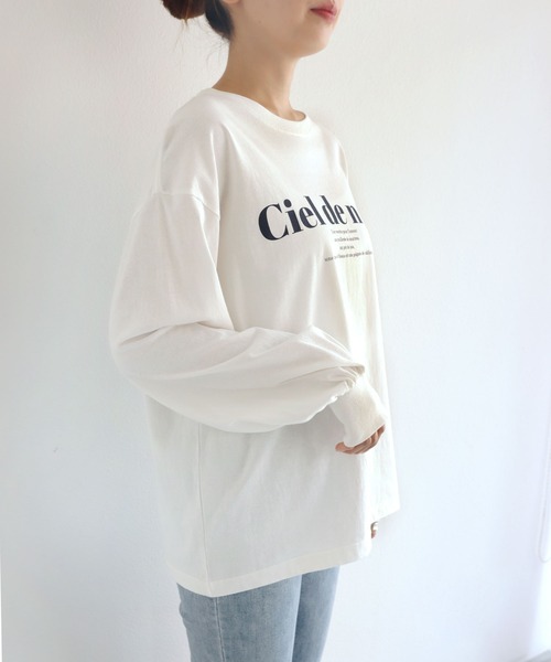 andme(アンドミー)の「コットン天竺フレンチロゴプリント長袖Tシャツ(Tシャツ/カットソー・レディース・ホワイト×レッド/ホワイト×ピンク/ホワイト×ネイビー/ホワイト×グリーン/ホワイト×イエロー・S/M)」の16枚目の写真