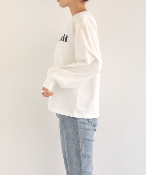andme(アンドミー)の「コットン天竺フレンチロゴプリント長袖Tシャツ(Tシャツ/カットソー・レディース・ホワイト×レッド/ホワイト×ピンク/ホワイト×ネイビー/ホワイト×グリーン/ホワイト×イエロー・S/M)」の8枚目の写真