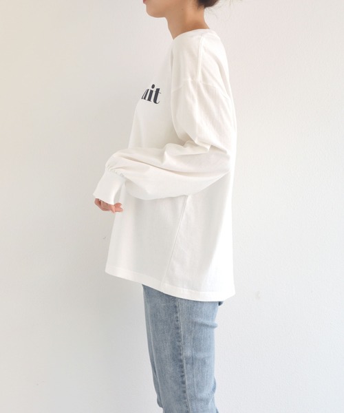 andme(アンドミー)の「コットン天竺フレンチロゴプリント長袖Tシャツ(Tシャツ/カットソー・レディース・ホワイト×レッド/ホワイト×ピンク/ホワイト×ネイビー/ホワイト×グリーン/ホワイト×イエロー・S/M)」の11枚目の写真