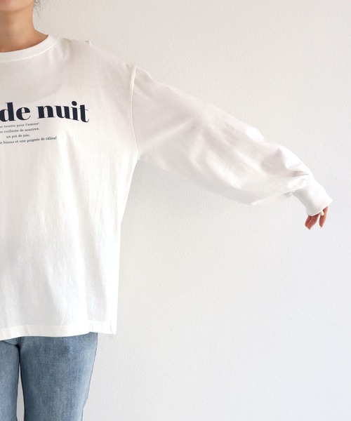 andme(アンドミー)の「コットン天竺フレンチロゴプリント長袖Tシャツ(Tシャツ/カットソー・レディース・ホワイト×レッド/ホワイト×ピンク/ホワイト×ネイビー/ホワイト×グリーン/ホワイト×イエロー・S/M)」の14枚目の写真