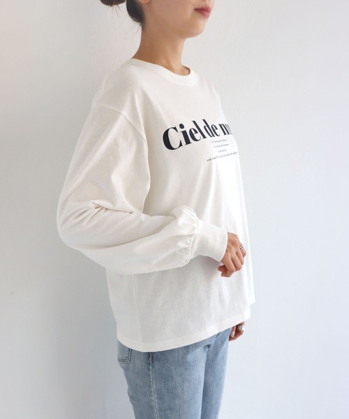 andme(アンドミー)の「コットン天竺フレンチロゴプリント長袖Tシャツ(Tシャツ/カットソー・レディース・ホワイト×レッド/ホワイト×ピンク/ホワイト×ネイビー/ホワイト×グリーン/ホワイト×イエロー・S/M)」の15枚目の写真