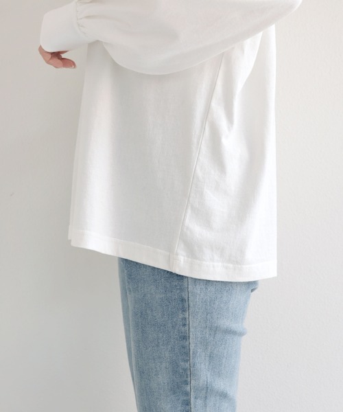 andme(アンドミー)の「コットン天竺フレンチロゴプリント長袖Tシャツ(Tシャツ/カットソー・レディース・ホワイト×レッド/ホワイト×ピンク/ホワイト×ネイビー/ホワイト×グリーン/ホワイト×イエロー・S/M)」の21枚目の写真