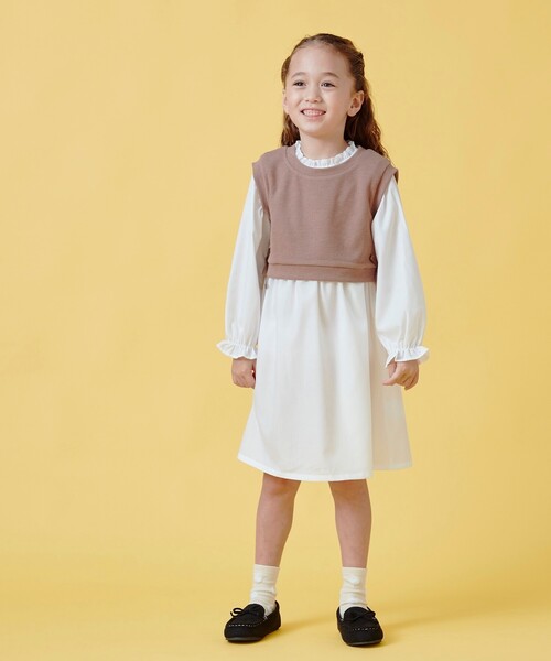 SHOO・LA・RUE(シューラルー)の「【100-140cm/2点セット】ベスト+フリル衿ワンピセット(ワンピース・キッズ・ブラウン系その他/ブラック・13/14/10/11/12)」の18枚目の写真