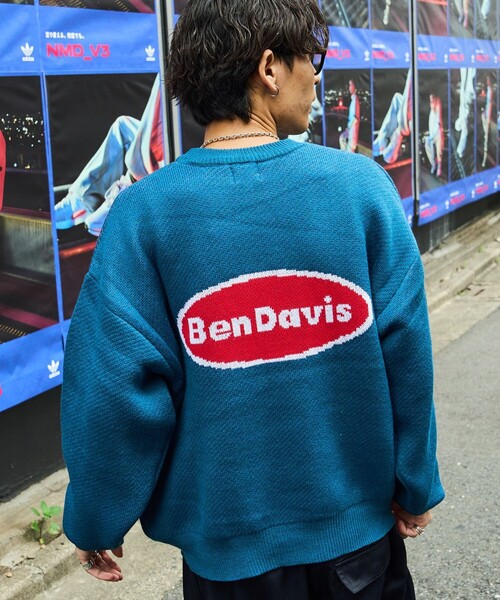 BEN DAVIS（ベンデイビス）の「【BEN DAVIS/ベンデイビス]  TWO SIDE LOGO KNIT/グラフィックジャガードニット/バックロゴ/オーバルロゴ/ユニセックス（ニット/セーター・メンズ・ブラック/ブルー/グリーン/ナチュラル・SMALL/MEDIUM/LARGE/X-LARGE）」の4枚目の写真