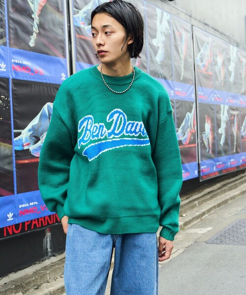 BEN DAVIS（ベンデイビス）の「【BEN DAVIS/ベンデイビス]  TWO SIDE LOGO KNIT/グラフィックジャガードニット/バックロゴ/オーバルロゴ/ユニセックス（ニット/セーター・メンズ・ブラック/ブルー/グリーン/ナチュラル・SMALL/MEDIUM/LARGE/X-LARGE）」の5枚目の写真