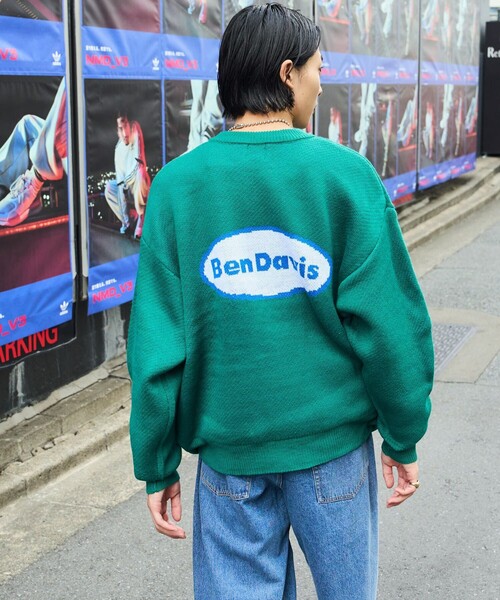 BEN DAVIS（ベンデイビス）の「【BEN DAVIS/ベンデイビス]  TWO SIDE LOGO KNIT/グラフィックジャガードニット/バックロゴ/オーバルロゴ/ユニセックス（ニット/セーター・メンズ・ブラック/ブルー/グリーン/ナチュラル・SMALL/MEDIUM/LARGE/X-LARGE）」の6枚目の写真