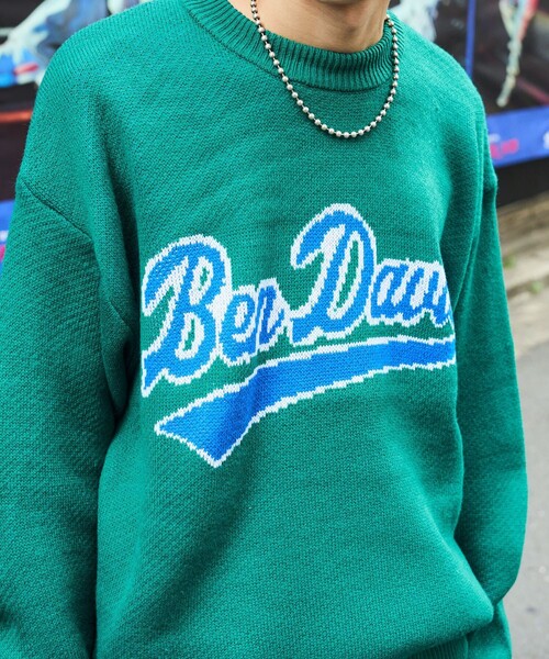BEN DAVIS（ベンデイビス）の「【BEN DAVIS/ベンデイビス]  TWO SIDE LOGO KNIT/グラフィックジャガードニット/バックロゴ/オーバルロゴ/ユニセックス（ニット/セーター・メンズ・ブラック/ブルー/グリーン/ナチュラル・SMALL/MEDIUM/LARGE/X-LARGE）」の8枚目の写真