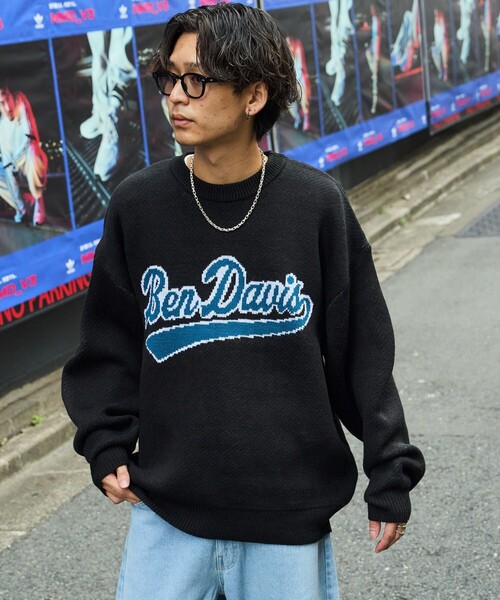 BEN DAVIS（ベンデイビス）の「【BEN DAVIS/ベンデイビス]  TWO SIDE LOGO KNIT/グラフィックジャガードニット/バックロゴ/オーバルロゴ/ユニセックス（ニット/セーター・メンズ・ブラック/ブルー/グリーン/ナチュラル・SMALL/MEDIUM/LARGE/X-LARGE）」の13枚目の写真