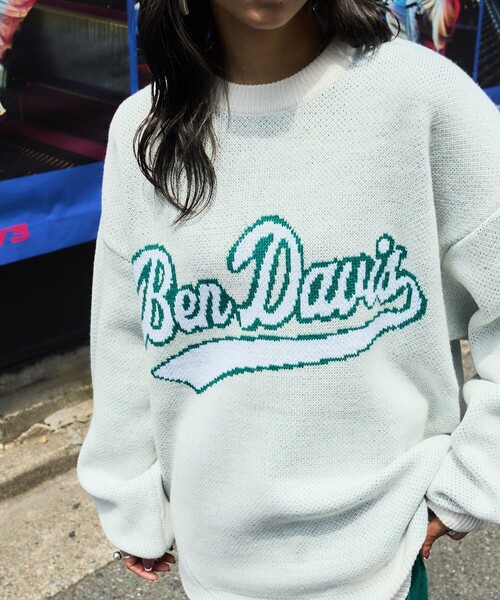 BEN DAVIS（ベンデイビス）の「【BEN DAVIS/ベンデイビス]  TWO SIDE LOGO KNIT/グラフィックジャガードニット/バックロゴ/オーバルロゴ/ユニセックス（ニット/セーター・メンズ・ブラック/ブルー/グリーン/ナチュラル・SMALL/MEDIUM/LARGE/X-LARGE）」の20枚目の写真