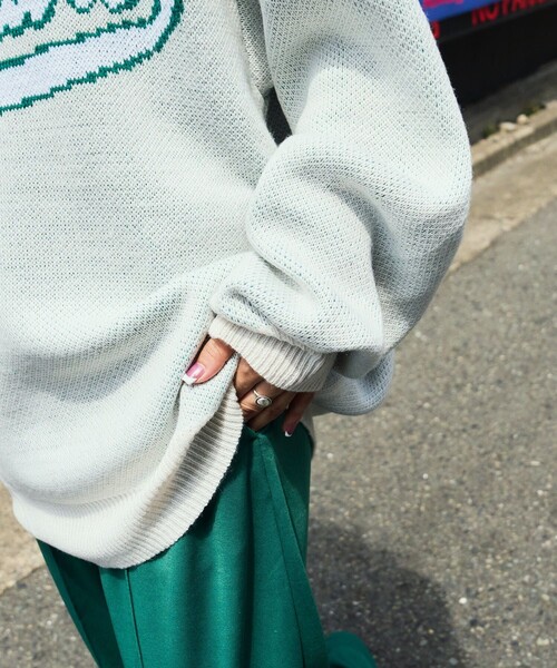 BEN DAVIS（ベンデイビス）の「【BEN DAVIS/ベンデイビス]  TWO SIDE LOGO KNIT/グラフィックジャガードニット/バックロゴ/オーバルロゴ/ユニセックス（ニット/セーター・メンズ・ブラック/ブルー/グリーン/ナチュラル・SMALL/MEDIUM/LARGE/X-LARGE）」の21枚目の写真