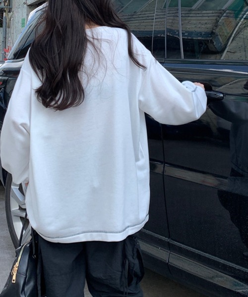 meJane(ミージェーン)の「アウトリンキングショルダーZIPデザインロングT(Tシャツ/カットソー・レディース・ホワイト/ブラック・FREE)」の13枚目の写真