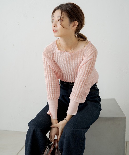 Kastane（カスタネ）の「シアージャガード7分袖ニット（ニット/セーター・レディース・アイボリー/ピンク・FREE）」の14枚目の写真