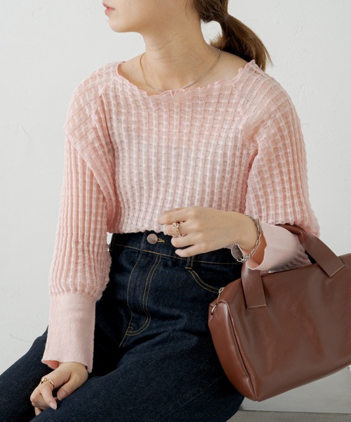 Kastane（カスタネ）の「シアージャガード7分袖ニット（ニット/セーター・レディース・アイボリー/ピンク・FREE）」の15枚目の写真