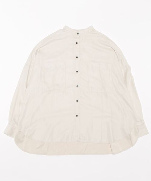 Q（キュー）の「細コール ビッグシルエットシャツ（シャツ/ブラウス・レディース・アイボリー/ライトブルー・MEDIUM）」の4枚目の写真