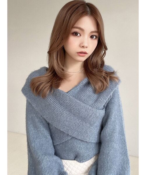 RESEXXY（リゼクシー）の「フロントクロスオフショルニットトップス（ニット/セーター・レディース・ブラック/ピンク/アイボリー/ブルー・FREE）」の13枚目の写真