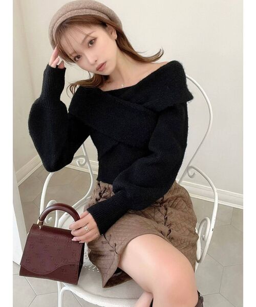 RESEXXY（リゼクシー）の「フロントクロスオフショルニットトップス（ニット/セーター・レディース・ブラック/ピンク/アイボリー/ブルー・FREE）」の16枚目の写真