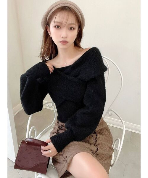 RESEXXY（リゼクシー）の「フロントクロスオフショルニットトップス（ニット/セーター・レディース・ブラック/ピンク/アイボリー/ブルー・FREE）」の17枚目の写真