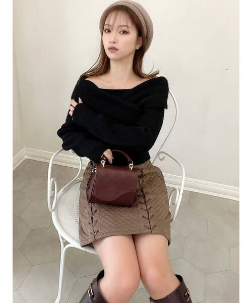 RESEXXY（リゼクシー）の「フロントクロスオフショルニットトップス（ニット/セーター・レディース・ブラック/ピンク/アイボリー/ブルー・FREE）」の18枚目の写真