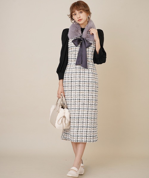 31 Sons de mode(トランテアン ソン ドゥ モード)の「スカーフセットフェイクファーティペット(ストール/ショール・レディース・グレー/オフホワイト・フリー)」の19枚目の写真