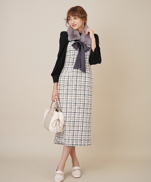 31 Sons de mode(トランテアン ソン ドゥ モード)の「スカーフセットフェイクファーティペット(ストール/ショール・レディース・グレー/オフホワイト・フリー)」の21枚目の写真