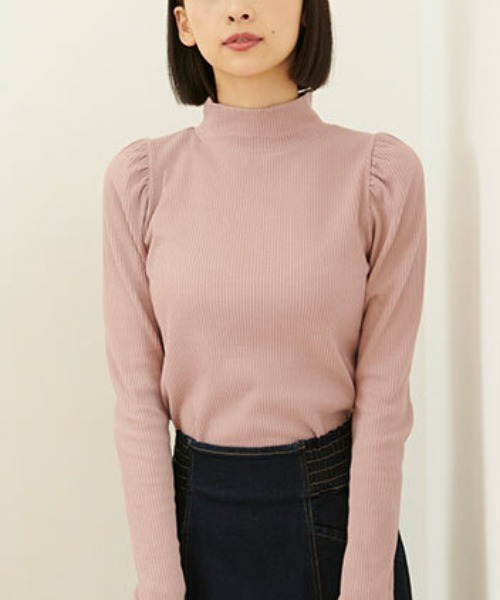 FREE'S MART(フリーズマート)の「◆三角テレコハイネックパフスリーブカットソー(Tシャツ/カットソー・レディース・ホワイト/ブラック/ピンク/ブルー・FREE)」の5枚目の写真
