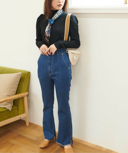 FREE'S MART(フリーズマート)の「◆三角テレコハイネックパフスリーブカットソー(Tシャツ/カットソー・レディース・ホワイト/ブラック/ピンク/ブルー・FREE)」の14枚目の写真