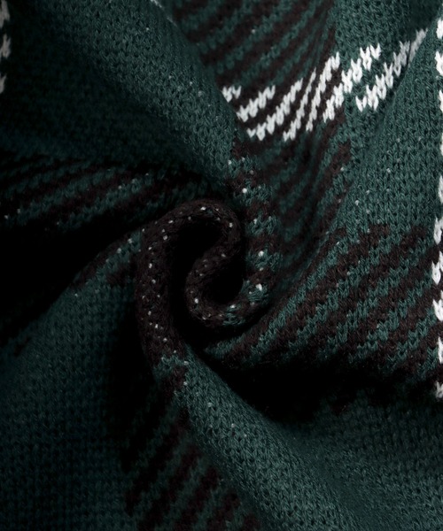 SITRY（シトリー）の「Balloon Sleeve Big silhouette Plaid Knit Cardigan/バルーンスリーブ ビッグシルエット チェック柄 ニット カーディガン/カーデ（カーディガン/ボレロ・メンズ・ネイビー/グリーン/ブラック・M/L/XL）」の9枚目の写真