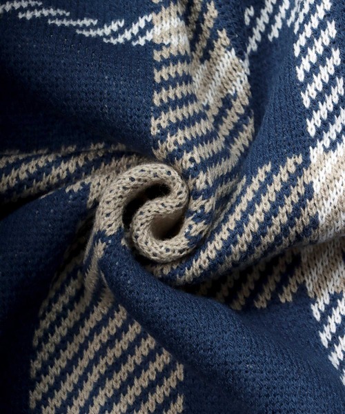 SITRY（シトリー）の「Balloon Sleeve Big silhouette Plaid Knit Cardigan/バルーンスリーブ ビッグシルエット チェック柄 ニット カーディガン/カーデ（カーディガン/ボレロ・メンズ・ネイビー/グリーン/ブラック・M/L/XL）」の7枚目の写真