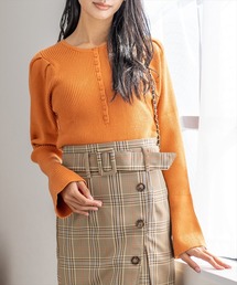 clear | ボリュームスリーブリブニットトップス ≪2022AW新作≫(ニット/セーター)