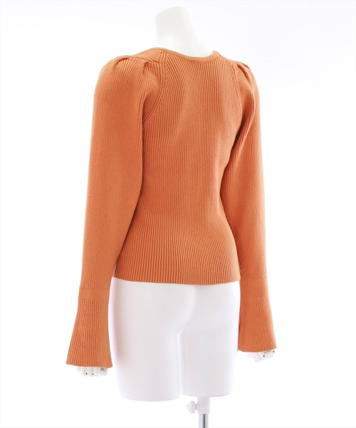 clear（クリア）の「ボリュームスリーブリブニットトップス（ニット/セーター・レディース・アイボリー/グレイッシュベージュ/ブラック/ブルー/オレンジ/マスタード・F）」の9枚目の写真