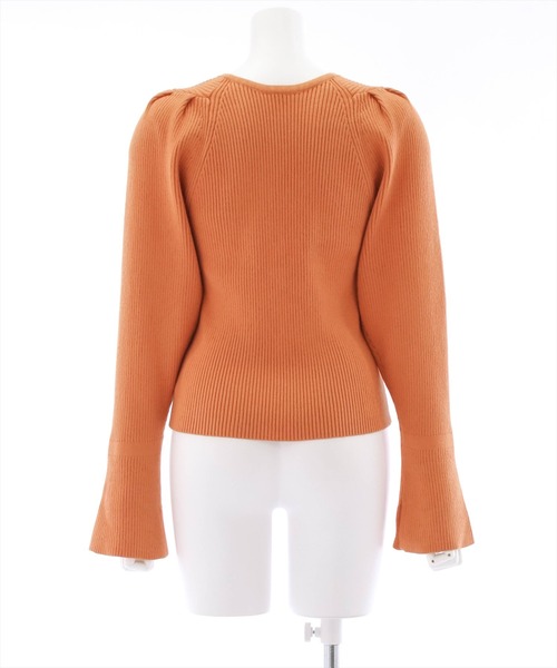 clear（クリア）の「ボリュームスリーブリブニットトップス（ニット/セーター・レディース・アイボリー/グレイッシュベージュ/ブラック/ブルー/オレンジ/マスタード・F）」の10枚目の写真