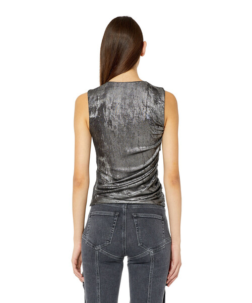 DISEL ノースリーブ オーバルD Women's Short bodycon dress with graphic prints | Black | Diesel