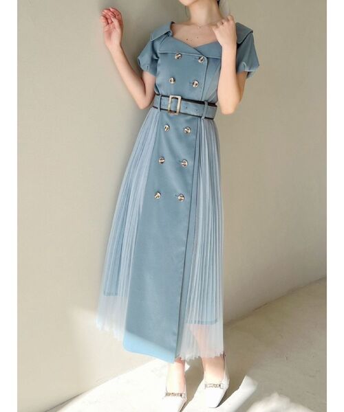 RESEXXY（リゼクシー）の「ワイドラペルトレンチワンピース（ワンピース・レディース・ブラック/ベージュ/ブルー・FREE）」の3枚目の写真