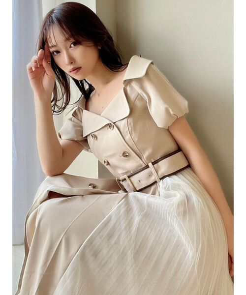 RESEXXY（リゼクシー）の「ワイドラペルトレンチワンピース（ワンピース・レディース・ブラック/ベージュ/ブルー・FREE）」の4枚目の写真