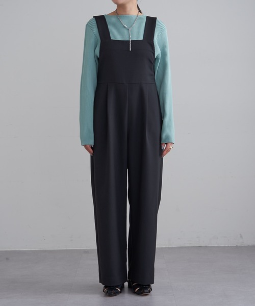 mline（エムライン）の「[mline]ショルダーボタンサロペット（サロペット/オーバーオール・レディース・ブラック/アイボリー・FREE）」の7枚目の写真