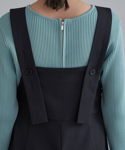 mline（エムライン）の「[mline]ショルダーボタンサロペット（サロペット/オーバーオール・レディース・ブラック/アイボリー・FREE）」の10枚目の写真